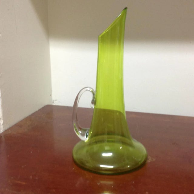Glass Contemporary Nicholas Kekic Hand-Blown Chartreuse Art-Glass Pitcher For Sale - Image 7 of 13