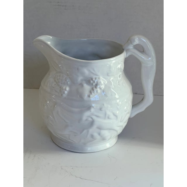 1990s Loucarte Embossed White Pitcher Stag Hunt and Dog Handle For Sale - Image 5 of 5
