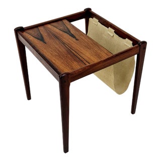 Mid-Century Danish Side Table with Magazine Rack, 1960s For Sale