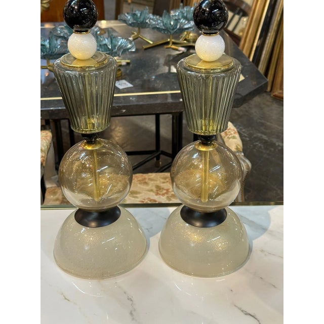 Pair of Murano Glass Component Lamps For Sale - Image 4 of 6