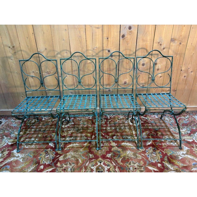 Metal Garden Chairs, Set of 4 For Sale - Image 4 of 7