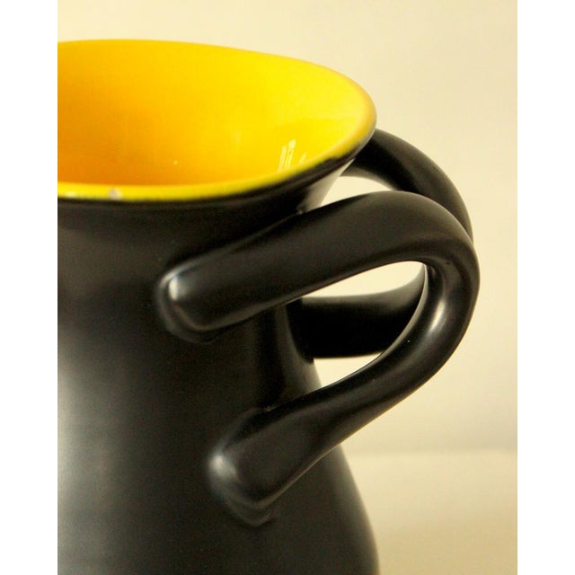 Mid-Century Modern Black and Yellow Enameled Vase in the style of Pol Chambost for Vallauris, 1950s For Sale - Image 3 of 10