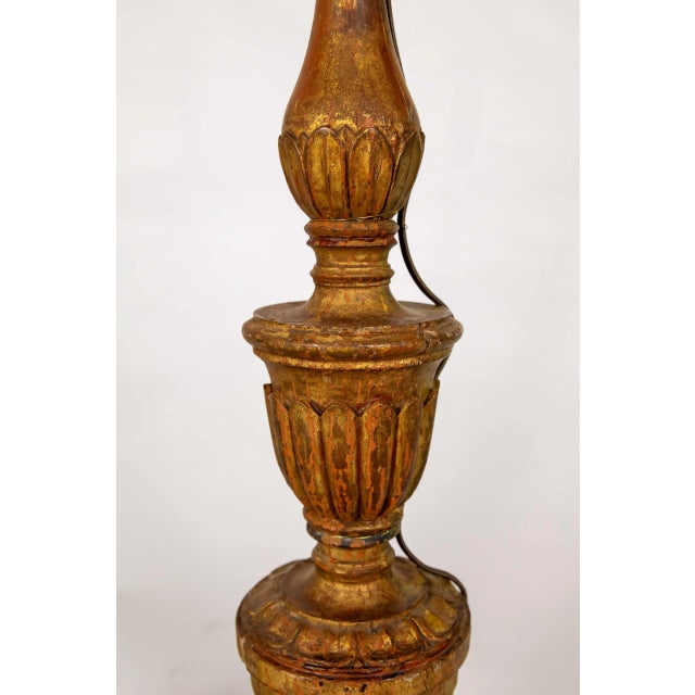 Early 20th Century Large Neoclassical Carved Gilt Wood Lamps - Pair For Sale - Image 9 of 12