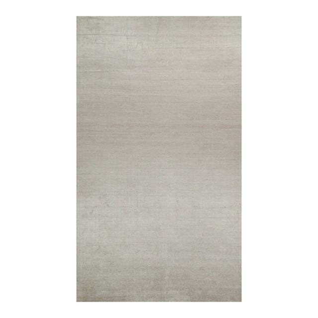 2010s Rug & Kilim’s Plain Modern Rug in Solid Silver-Gray Tone-on-Tone - 11x19 For Sale