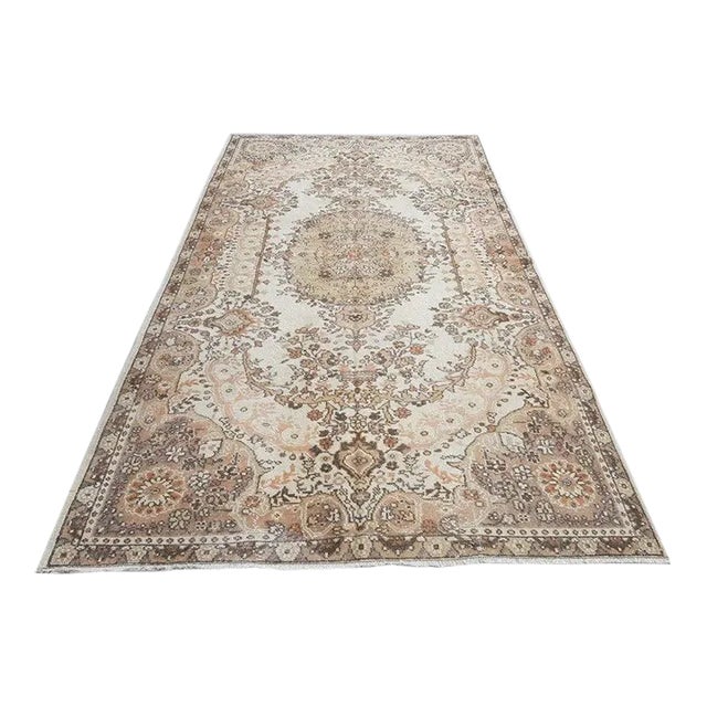 1960s Oushak Handknotted Floor Rug For Sale