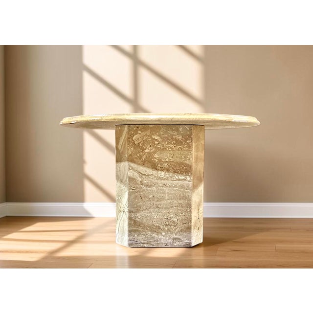 Pair of 1970s Italian Travertine Scalloped Edge Pedestal End Tables For Sale - Image 10 of 18