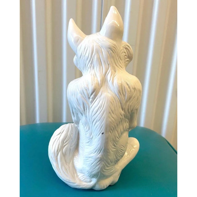 Mid-Century Modern Large Italian Ceramic Wolf/Fox Figure For Sale - Image 3 of 8