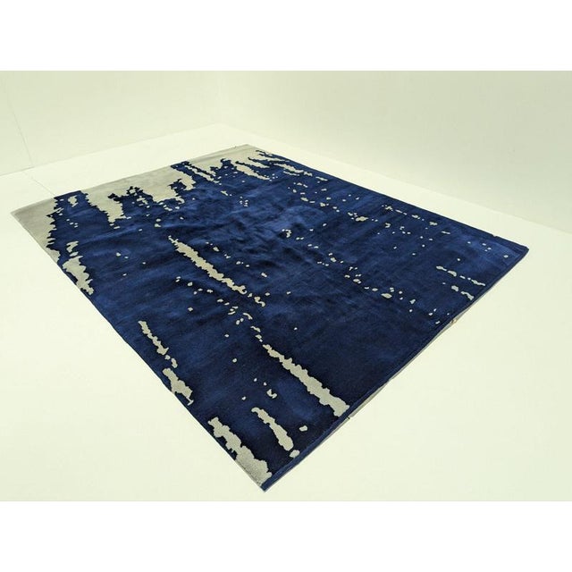 Vintage Blue Rug in Wool For Sale - Image 4 of 17