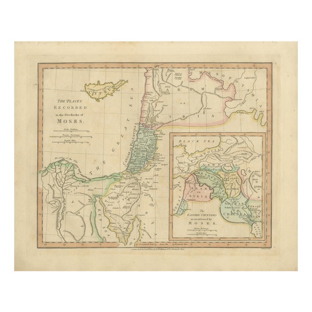 Antique Biblical Holy Land Map, 1827 For Sale