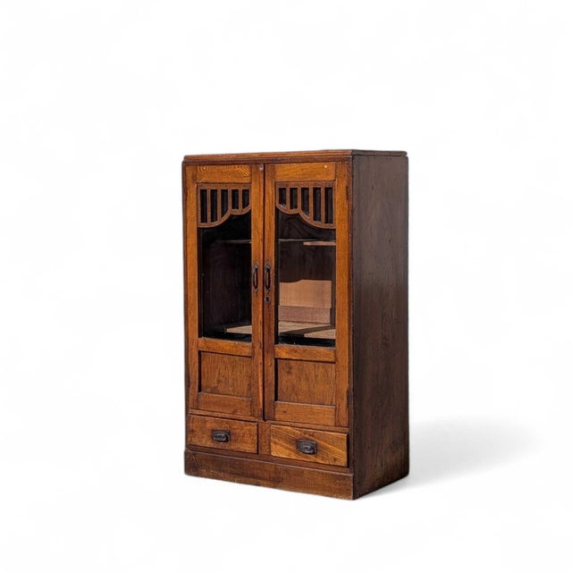 Japanese Antique Japanese Wooden Cabinet With Hinged Doors and Drawers, Meiji Period For Sale - Image 3 of 18