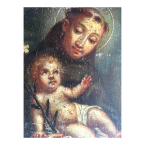 17th Century Original Oil on Panel of St. Anthony of Padua , by Unidentified Artist