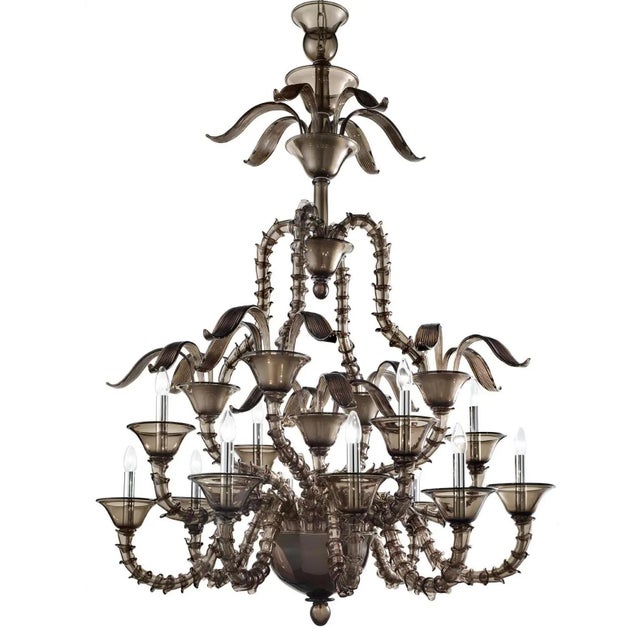 Glass Smoked-Fumè Ca Rezzonico Murano Glass Chandelier For Sale - Image 7 of 7