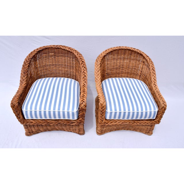1980s Italian Wicker Works Braided Rattan Seating Set, 3 Pieces For Sale - Image 11 of 11