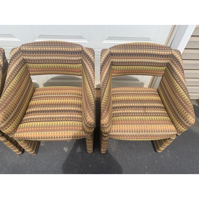 Brown Set of 4 Postmodern Cantilever Upholstered Club Chairs, 1980s Modernist Style For Sale - Image 8 of 10