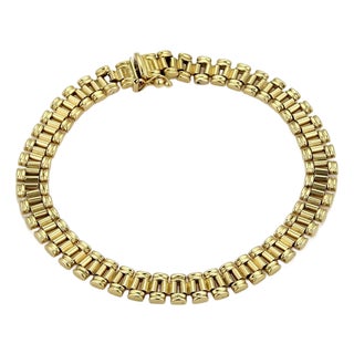 Mid 20th Century Jubilee Link 18k Yellow Gold Soft Flex Italian Bracelet For Sale