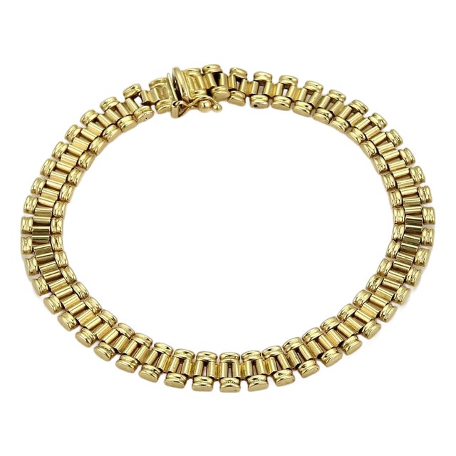 Mid 20th Century Jubilee Link 18k Yellow Gold Soft Flex Italian Bracelet For Sale