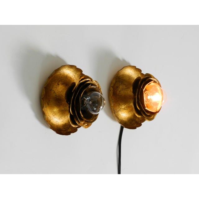 Metal Gilt Water Lily Wall Lamps from Banci Firenze, Italy, 1960s, Set of 2 For Sale - Image 7 of 15