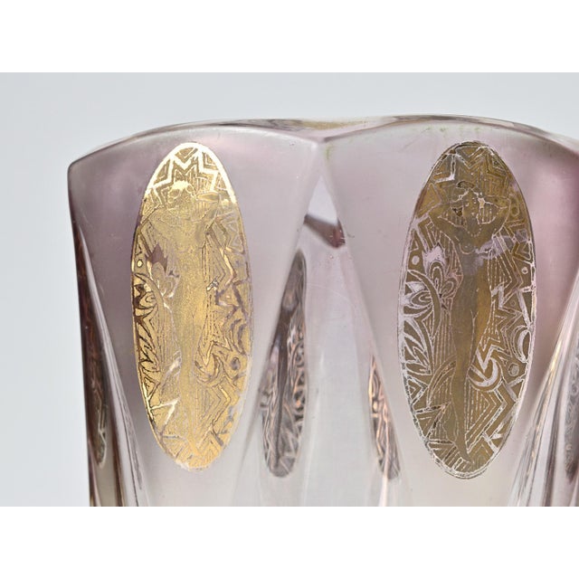 Gold Art Deco Golden Medallion Glass Vase, 1930s For Sale - Image 8 of 9