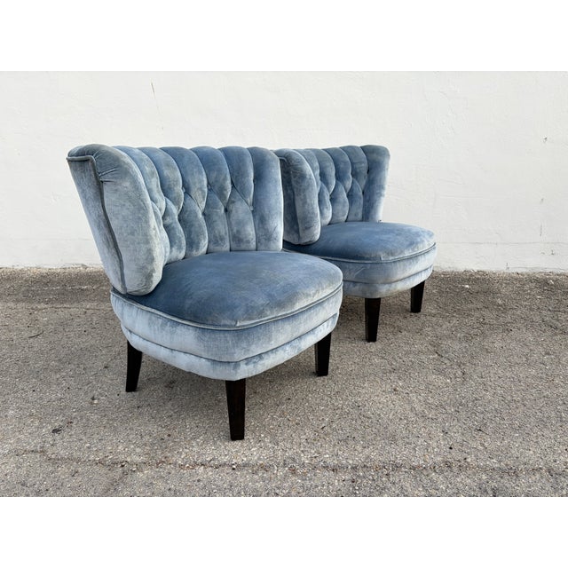 Blue 1940s Pair of Lounge Chairs Attributed to Otto Schultz for Jio Mobler For Sale - Image 8 of 12