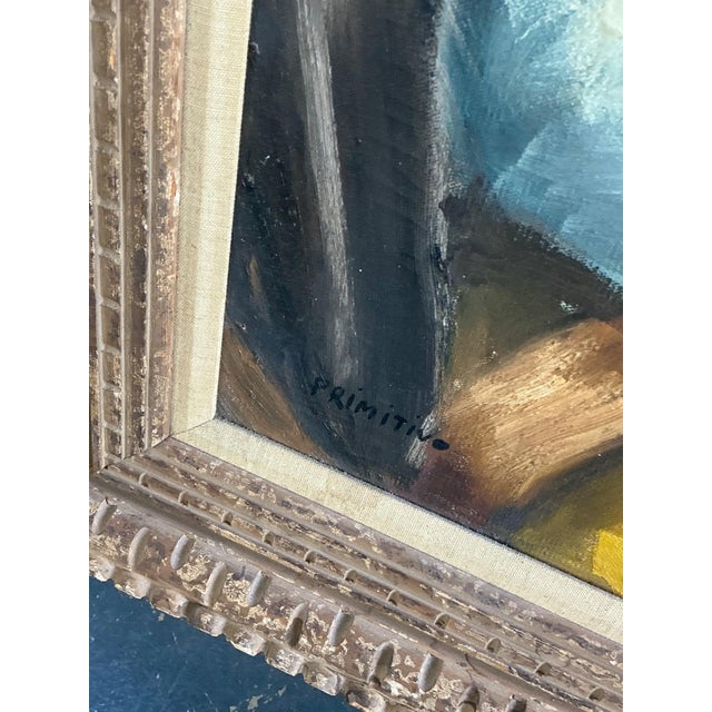 Gray Vintage Expressionist Impasto Portrait in Wood Frame For Sale - Image 8 of 16