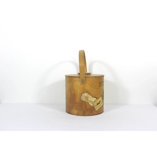 Wood Vintage Painted Wood Biscuit Barrel Bin Pail For Sale - Image 7 of 9