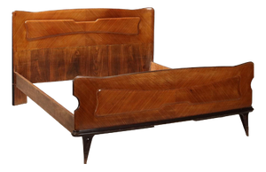 Vintage Double Bed in Exotic Wood Veneer, 1950s