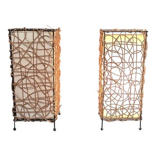 Vintage Rattan Table Lamps (2) For Sale