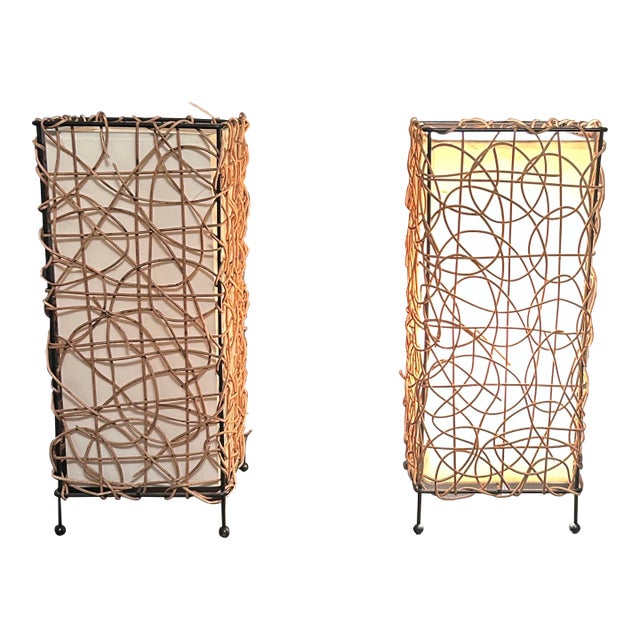Vintage Rattan Table Lamps (2) For Sale