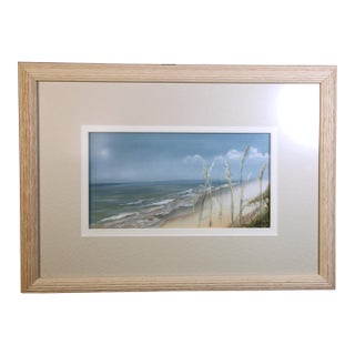 1980s Lou Wilson Original Pastel Seascape Painting, Framed Beach Art For Sale