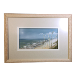 1980s Lou Wilson Original Pastel Seascape Painting, Framed Beach Art