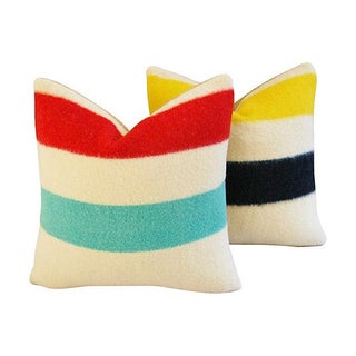 Authentic Hudson's Bay Blanket Pillows - a Pair For Sale