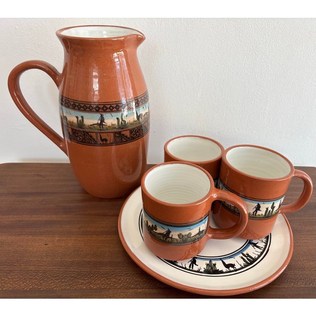 Late 20th Century Peruvian Earthenware Artisanal Serving Set of 5 For Sale - Image 11 of 11