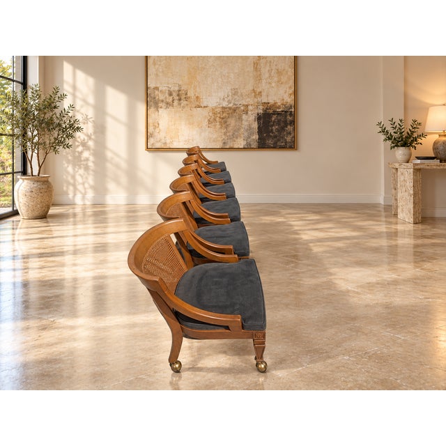 Circa 1960s–1970s Regency Revival Cane-Back Armchairs – Set of 6 For Sale In Miami - Image 6 of 13