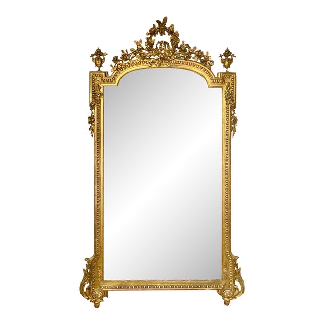 19th C. French Louis XVI Giltwood Mirror For Sale