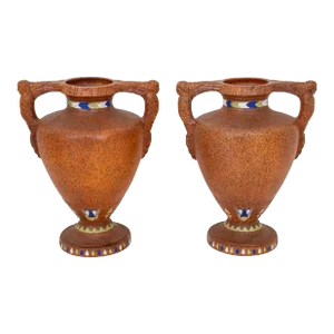 Egyptian Revival Art Deco Style Pair Vase