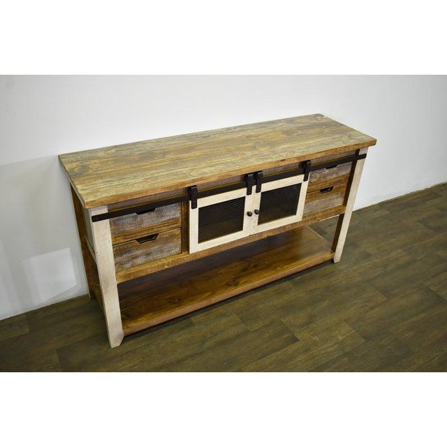 2020s Crafters and Weavers Bayshore Sliding Door / 4 Drawer Console Table For Sale - Image 5 of 5