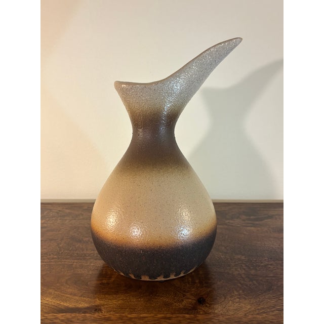 Mid Century Modern Studio Pottery Pitcher, Sculptural Sand Glaze Vessel For Sale In Miami - Image 6 of 7
