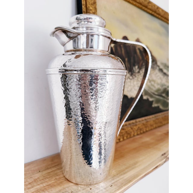 Art Deco 1926 Hammered Silver Plate Cocktail Shaker For Sale - Image 3 of 9