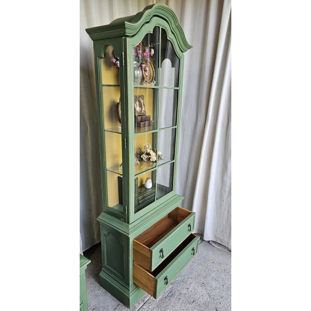 Green MCM Curio Cabinet, Display Cabinet Boho Style, 1950's #1 For Sale - Image 11 of 15