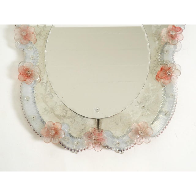 Mid-Century Modern Italian Wall Mirror with Murano Glass Frame and Blossoms, 1960s For Sale - Image 10 of 18