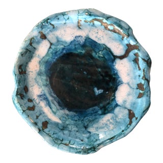 Mid 20th Century Ted DeGrazia Tucson Ceramic Turquoise Glaze Plate For Sale