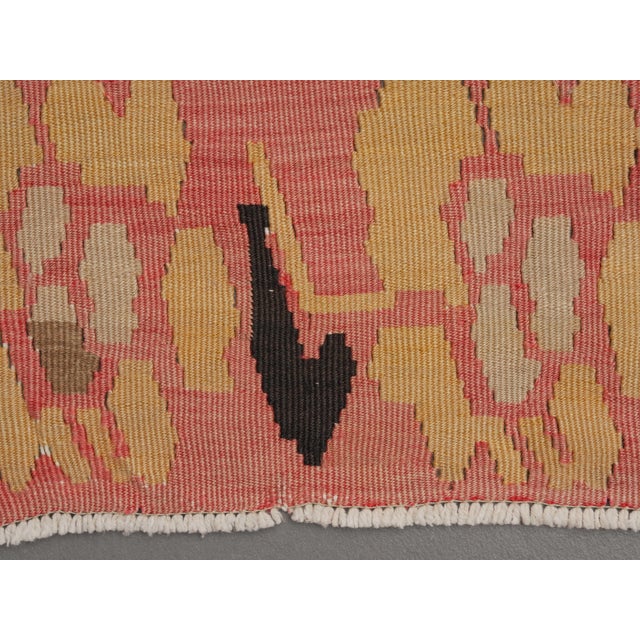 1970s 1970s Vintage Handmade Wool Cotton Yellow Area Rug For Sale - Image 5 of 11