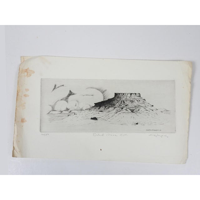 1970s 1974 Black Mesa New Mexico Landscape Etching For Sale - Image 5 of 7