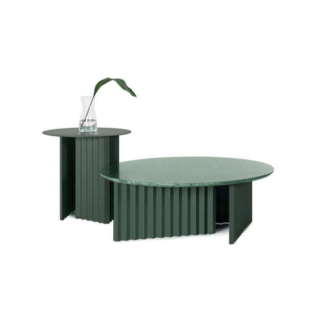 Transitional RS Barcelona Plec Round Steel 50 Table, Green For Sale - Image 3 of 5