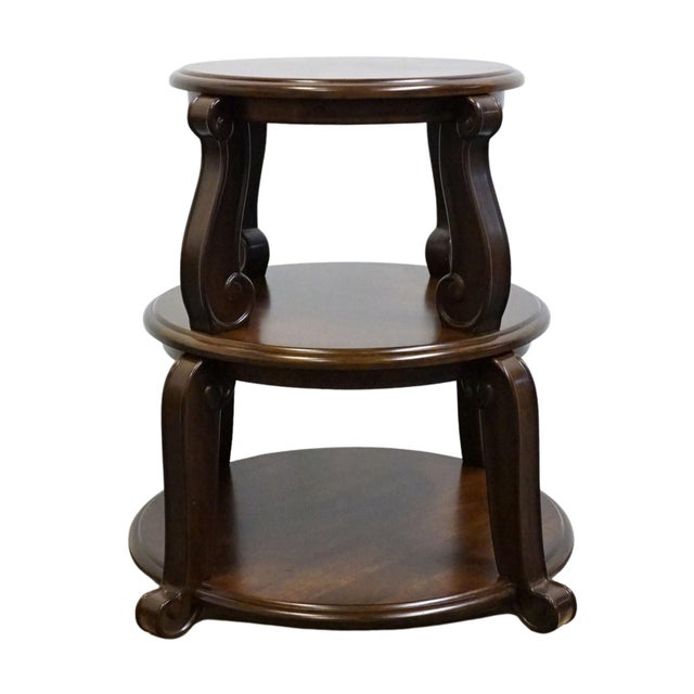 Brown Ashley Furniture Brookfield Collection Contemporary Traditional 24" Round Tiered Accent End Table T496-2 For Sale - Image 8 of 11