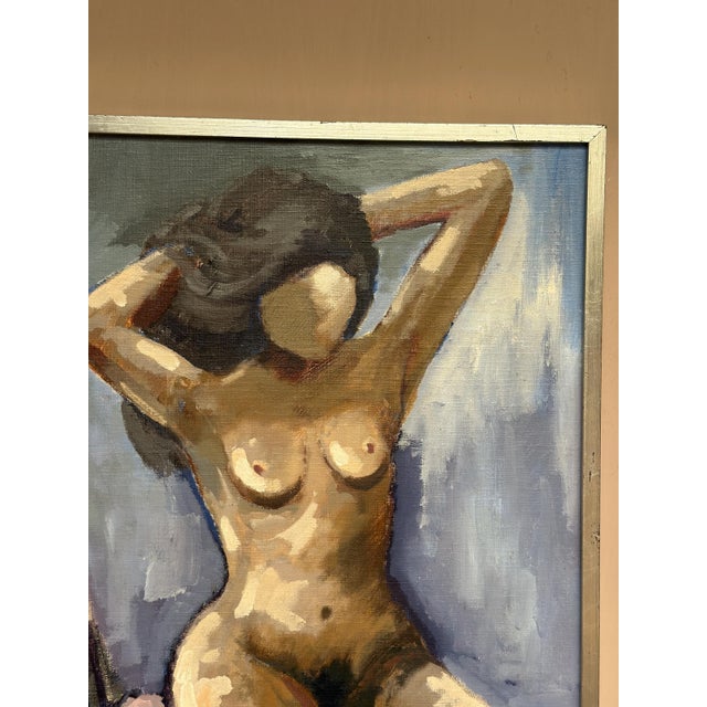 Sven Erik Lund, Model on Chair, Nude, 1950s, Oil on Canvas, Framed For Sale - Image 14 of 18
