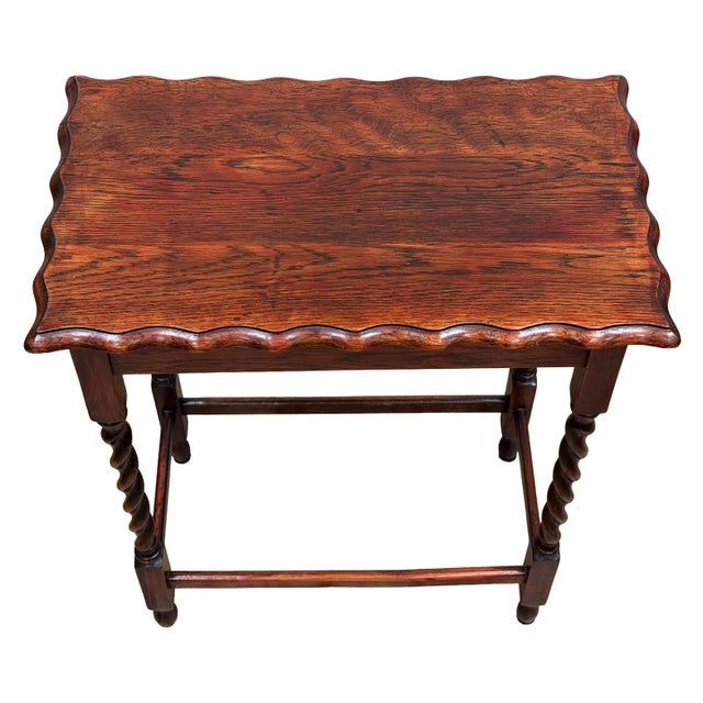 Antique English Oak Barley Twist Pie Crust Top Side Table For Sale - Image 9 of 12