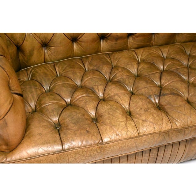 Animal Skin Deep-Buttoned Leather Chesterfield Sofa, 1930s For Sale - Image 7 of 11