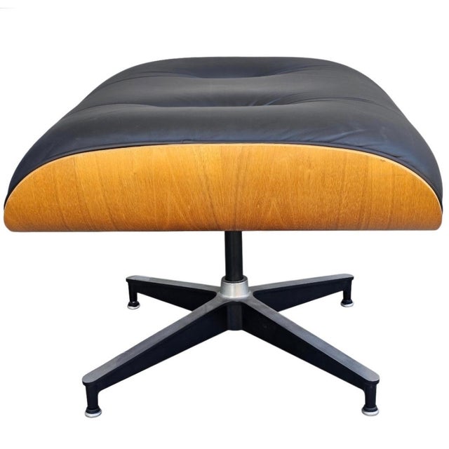 Black Mid-Century Modern Eames Leather Ottoman by Herman Miller For Sale - Image 8 of 17