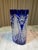1960s 1960s German Cut to Clear Cobalt Oval Starburst Vase For Sale - Image 5 of 12